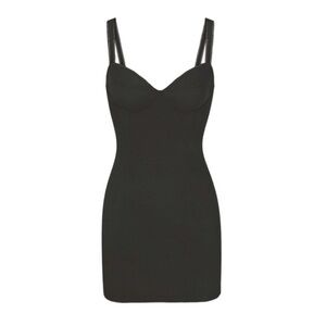 NWT Skims Black Cotton Ribbed Picot Cami Mini Dress Size XXS / 00